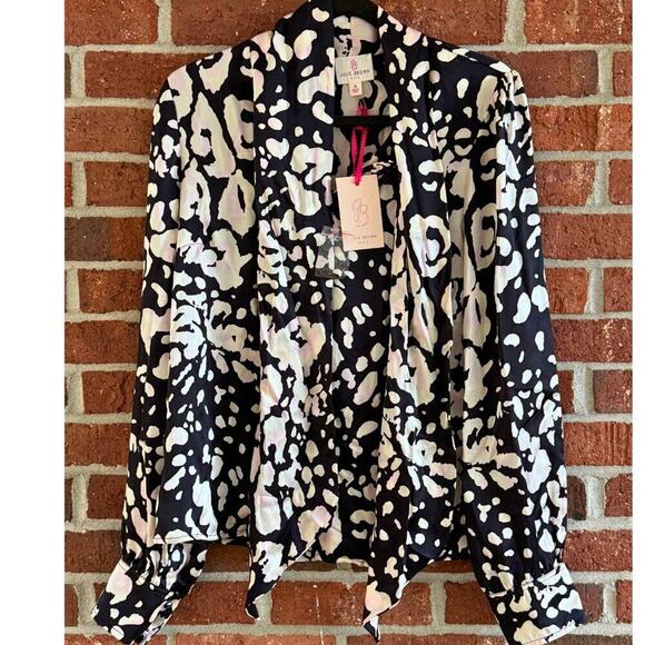 Julie Brown Abstract Animal Print Wrap Blouse NWT - Picture 1 of 7